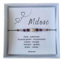 Bransoletka damska DLA NIEJ perła rubin granat Kobiecość Miłość WALENTYNKI