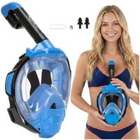 Maska z rurką do nurkowania, snorkelingu L/XL pełnotwarzowa, AntiFog, uchwyt na kamerę