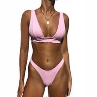 Strój kąpielowy XL dwuczęściowy bikini brazylijskie różowe kostium plaża ba