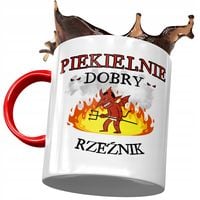 Kubek Czerwony Dla Rzeźnika Piekielnie Dobry Z Nadrukiem Ze Zdjęciem