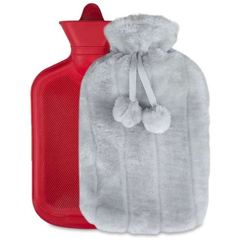 TERMOFOR NA WODĘ 2L W POKROWCU PLUSZOWY OGRZEWACZ GUMOWY W SWETERKU SZARY na Arena.pl