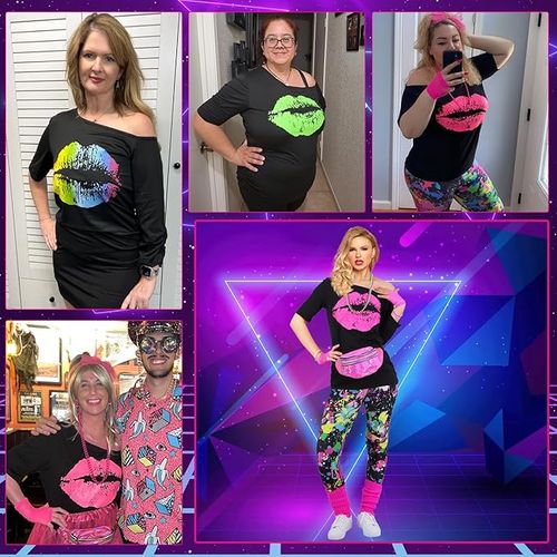 Damski Strój Lata 80 Kostium Neon Retro Disco Przebranie Halloween XXXL na Arena.pl