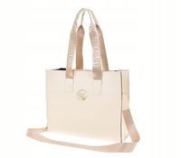 Laura Biaggi - duża torebka shopper jasny beż groszek mat MG260