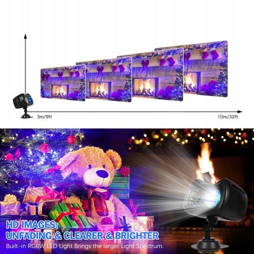 PROJEKTOR LED ŚWIĄTECZNY LASEROWY REFLEKTOR NA DOM RZUTNIK 72 WZORÓW+PILOT na Arena.pl