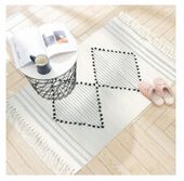 Dywanik Boho 60X90 Cm Biało-Czarny Frędzle Marokański Romby Dywan