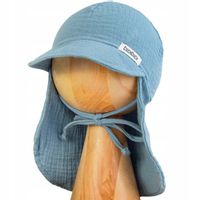 CZAPKA MUŚLINOWA Z OKAPEM czapeczka dziecięca z daszkiem na słońce 44-46