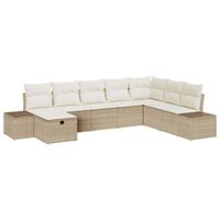 Zestaw Sof na Ogród 8 pcs Beżowy 55 x 62 x 69 cm Polirattan