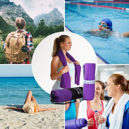 Ręcznik Szybkoschnący Z Mikrofibry 130X80 Fioletowo-Turkusowy na Arena.pl