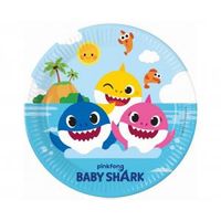 talerzyki papierowe baby shark 23cm 8szt urodziny