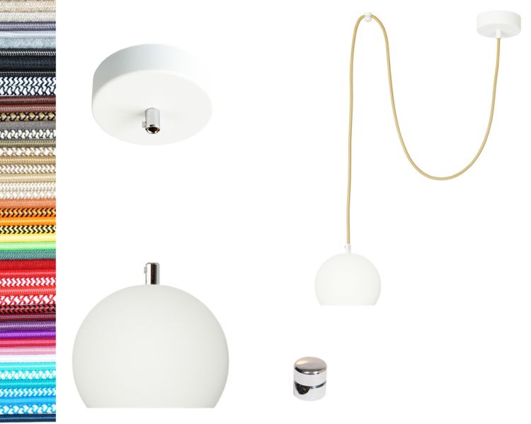 LAMPA wisząca KULA BIAŁA z miedzią pojedyncza 2m zdjęcie 7