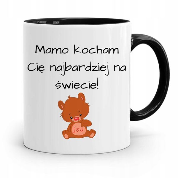 Kubek Czarny Prezent Dla Mamy Mamo Kocham Cię Z Nadrukiem Ze Zdjęciem zdjęcie 1