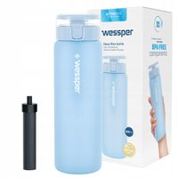Butelka Filtrująca Szklana Wessper ActiveMax 0,68l błękitna + 1x Filtr wody