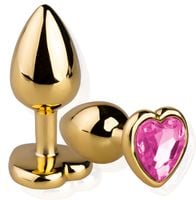 METALOWY KOREK ANALNY z Kryształem w Serce rozm. S ZŁOTY