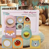 Pierwsze klocki drewniane z grzechotką sensoryczna zabawka dla dzieci