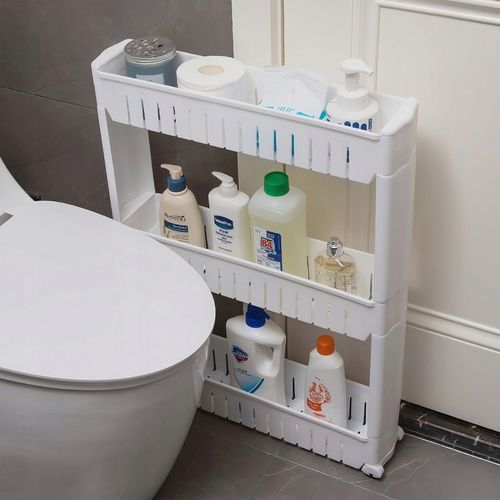 PÓŁKA ŁAZIENKOWA KUCHENNA REGAŁ NA KÓŁKACH MOBILNA 3 PÓŁKI SZAFKA na Arena.pl