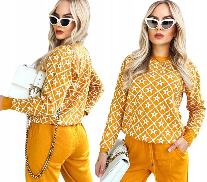 DRES DAMSKI KOMPLET dzianinowy wzorzysty modny stylowy zdjęcie 1