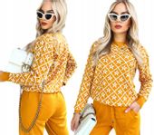 DRES DAMSKI KOMPLET dzianinowy wzorzysty modny stylowy