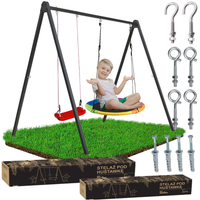 Stelaż pod huśtawkę ogrodową grafit + kolorowe bocianie gniazdo + deska