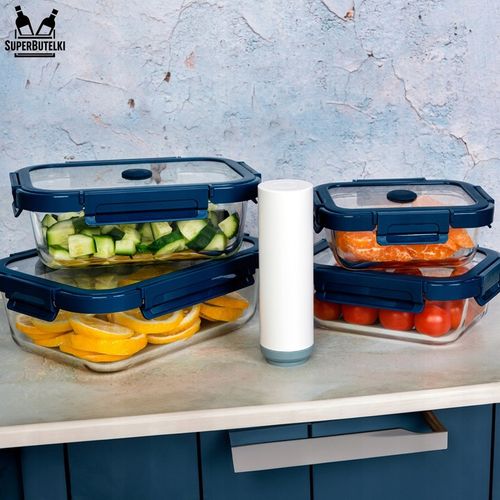 ZESTAW 4 sztuki pojemniki szklane lunchbox próżniowe do żywności + na Arena.pl