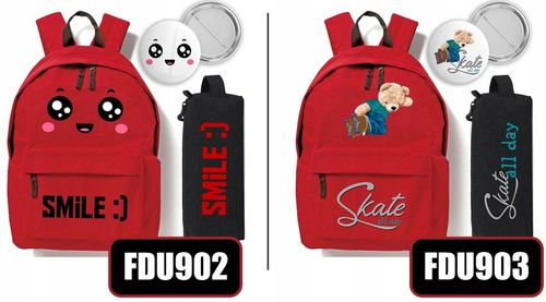 Zestaw Do Szkoły Czerwony Plecak + Piórnik + Pin MICKEY MOUSE Bajka Wzory na Arena.pl