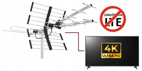 ANTENA Kierunkowa DVB-T2 Filtr LTE 4K 120km VHF UHF WSZYSTKIE MUX 8 na Arena.pl