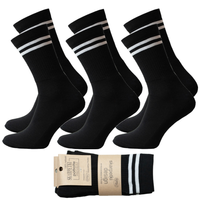 Skarpetki sportowe PÓŁ-FROTTE CZARNE dwa białe paski bawełna 38-40