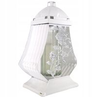 Duży lampion 34cm zdobiony kwiatami biało srebrny HS Pnącze