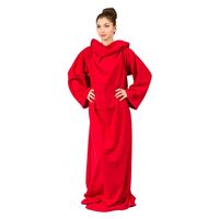 Kocyko-Szlafrok Czerwony z Rękawami dla Mamy