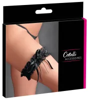 cottelli accessories koronkowa podwiązka z satynową kokardką czarna