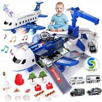 DUZY INTERAKTYWNY SAMOLOT PASAŻERSKI ROZKŁADANY 2W1 PARKING GARAŻE POLICJA