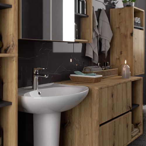 Zestaw mebli łazienkowych wiszących VAMI 4 szafki pojemny artisan szary na Arena.pl