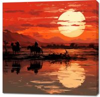 Obraz 100x100cm Zachód Słońca na Prerii