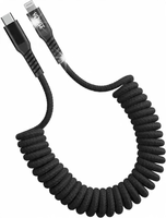 Kabel 1,2m sprężynka oplot ALU Yenkee do AUTA IPHONE Lightning USB-C 3A 27W