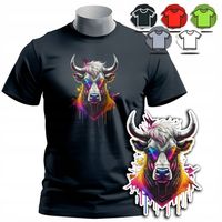 KOSZULKA T-SHIRT MĘSKI WZORY DO WYBORU - BYK BULL ZODIAK ZWIERZE ROGI - M