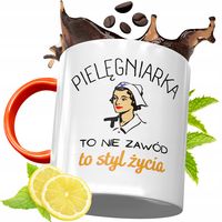 Kubek Pomarańczowy Dla Pielęgniarki Na Prezent Z Nadrukiem Ze Zdjęciem
