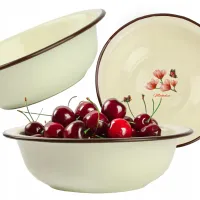 MISKA EMALIOWANA 20 CM NA ZUPĘ OWOCE WARZYWA EMALIA ZE WZOREM RETRO