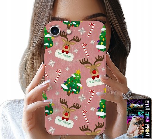ETUI DO IPHONE SE / SE2 - ŚWIĄTECZNE RENIFERY CHOINKI LASKA WZORY na Arena.pl