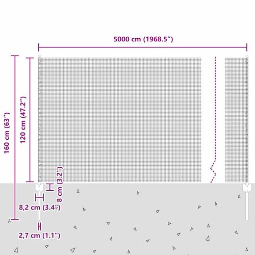 Ogrodzenie z słupkami Zielony 1.2 x 50 m Stal na Arena.pl