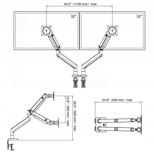 Regulowany Uchwyt Biurkowy na Dwa Monitory 22'-32' na Arena.pl