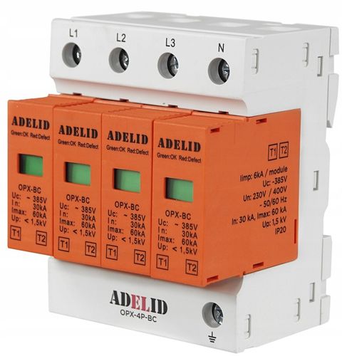 OGRANICZNIK OCHRONNIK PRZEPIĘĆ 3-FAZ B+C T1 T2 4P 6kA AC na Arena.pl