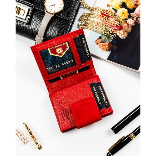 mały, czerwony portfel damski zamykany na bigiel i zatrzask - peterson na Arena.pl