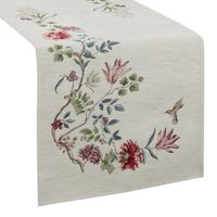 Bieżnik z gobeliny szenilowej wzór w kwiaty 45X140 naturalny