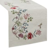 Bieżnik z gobeliny szenilowej wzór w kwiaty 45X140 naturalny