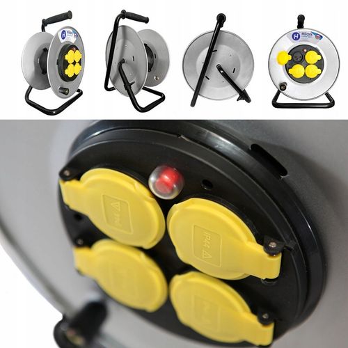 Pusty metalowy bęben na przedłużacz 4 gniazda IP44 do 50m na Arena.pl