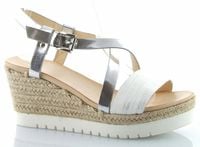 Sandały espadryle na koturnie 7,5 cm. białe srebrne Rozmiar obuwia - 40