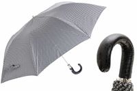 PARASOL SKŁADANY PIED DE POULE Z RĄCZKĄ SKÓRZANĄ | Luksusowy Parasol "
