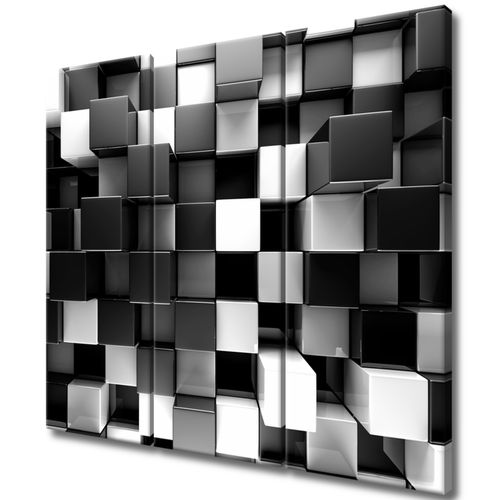 Obraz Na Płótnie 90X80 Czarne I Białe Bloki 3D na Arena.pl