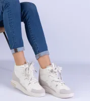 Białe sneakersy damskie z grubymi sznurówkami Gralina 37