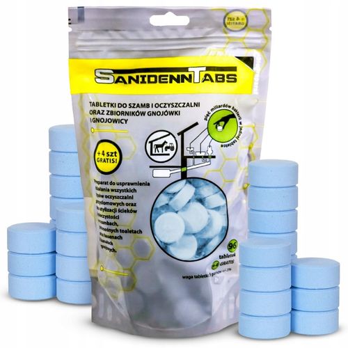 Tabletki bakterie do szamba i oczyszczalni SANIDENN 96+4 zapas na 2 na Arena.pl