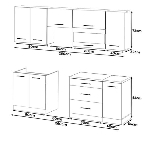 Meble Kuchenne Nowoczesna Kuchnia Marocco 2.6m Biały Połysk Dąb Sonoma na Arena.pl